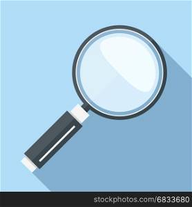 Magnifying Glass Icon. Magnifying glass icon, flat design with long shadow, vector eps10 illustration