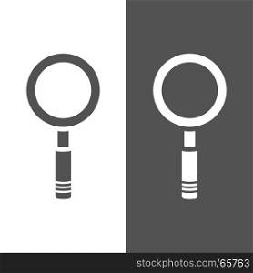 Magnifying glass icon on a dark and white backgrounds