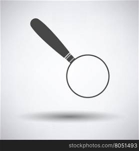 Magnifying glass icon on gray background with round shadow. Vector illustration.