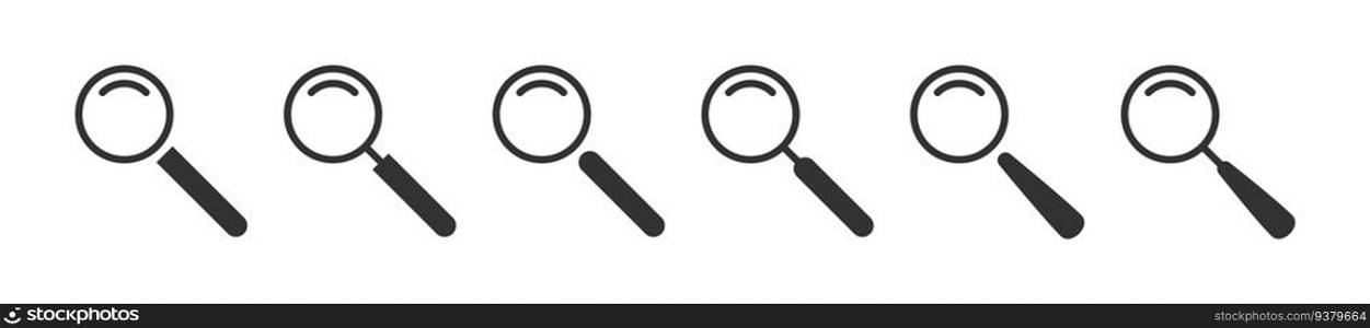 Magnifying glass icon set. Search symbol. Flat vector illustration.