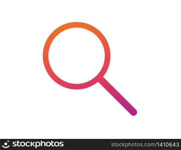 Magnifying glass icon to zoom in or out to search or find object. Isolated magnifier lens tool to research. Colorful gradient magnifier in modern insta style. Inspect symbol. Vector EPS 10