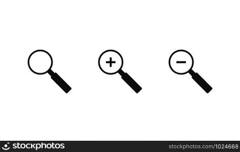 magnifying glass icon, zoom and out remove vector. magnifying glass icon, zoom and out remove