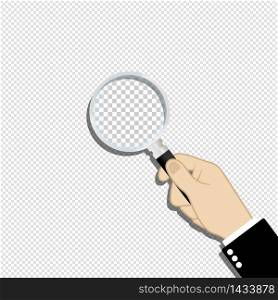 Magnifying glass in hand icon flat on isolated background. EPS 10 vector