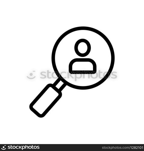 magnifying glass is a human vector icon. Thin line sign. Isolated contour symbol illustration. magnifying glass is a human vector icon. Isolated contour symbol illustration