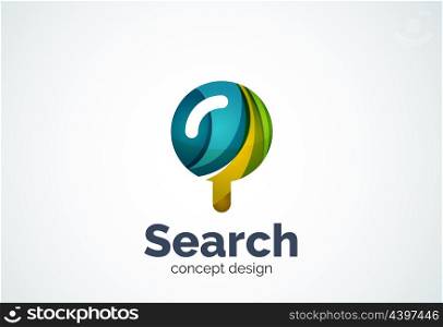 Magnifying glass logo template, abstract elegant business icon