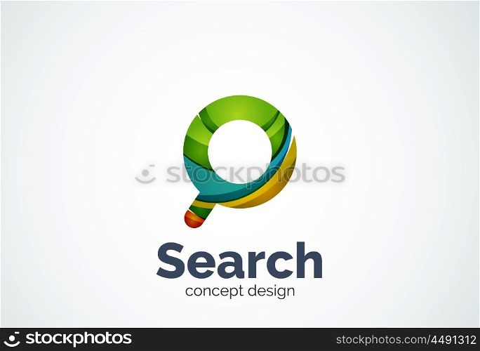 Magnifying glass logo template, abstract elegant business icon