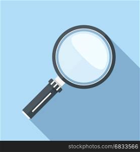 Magnifying Glass. Magnifying glass icon, flat design with long shadow, vector eps10 illustration