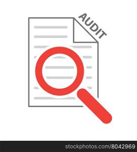 magnifying glass on checklist as process audit symbol vector illustration