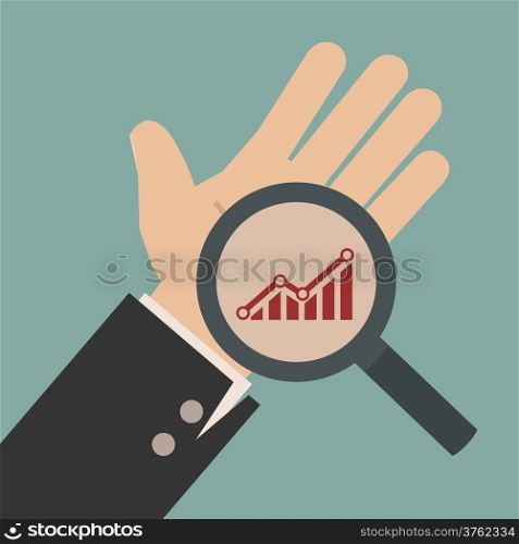 Magnifying glass on graph , eps10 vector format
