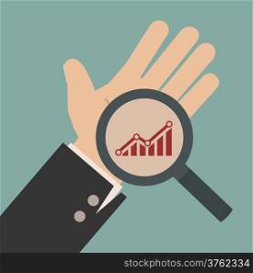 Magnifying glass on graph , eps10 vector format