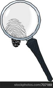 Magnifying glass over fingerprint vector illustration