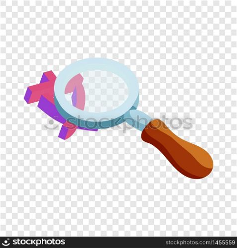 Magnifying glass over Japan letter icon. Cartoon illustration of magnifying glass over Japan letter vector icon for web. Magnifying glass over Japan letter icon