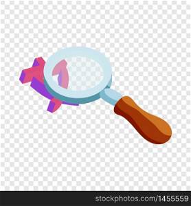 Magnifying glass over Japan letter icon. Cartoon illustration of magnifying glass over Japan letter vector icon for web. Magnifying glass over Japan letter icon