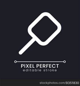 Magnifying glass pixel perfect white linear ui icon for dark theme. Website search. Vector line pictogram. Isolated user interface symbol for night mode. Editable stroke. Poppins font used. Magnifying glass pixel perfect white linear ui icon for dark theme