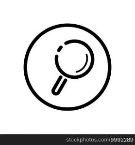 Magnifying glass. Search and analytics. Commerce outline icon in a circle. Isolated vector illustration