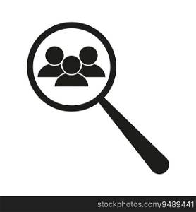 Magnifying glass. Search icon. Magnifying glass with avatars. Vector illustration. Eps 10. Stock image.. Magnifying glass. Search icon. Magnifying glass with avatars. Vector illustration. Eps 10.