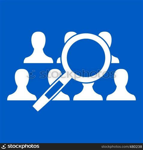 Magnifying glass searching people in simple style isolated on white background vector illustration. Magnifying glass searching icon white