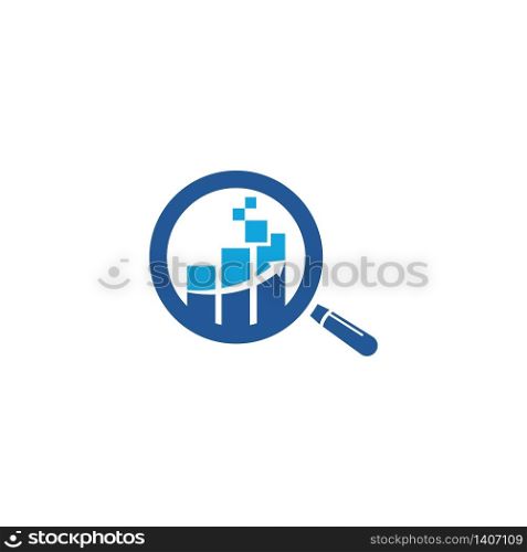 Magnifying Glass Stock Exchange Finance Logo Design. Business analytic logo concept.