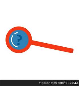 Magnifying glass with a question mark vector icon illustration. Symbol design search concept isolated and business zoom lens research. Searching and find magnification communication discovery look