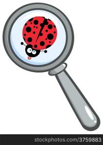 Magnifying Glass With Ladybug Sticking Its Tongue Out