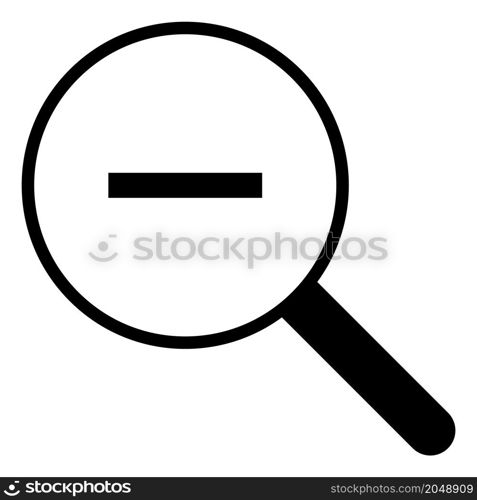 Magnifying glass with minus sign. Shrink icon. Zoom out cursor isolated on white background. Magnifying glass with minus sign. Shrink icon. Zoom out cursor