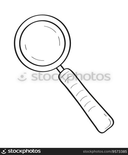 Magnifying icon vector in doodle style. Glass is including gear as analytics, searching sign. Lupe, focus symbol. Searching in internet. Magnifying icon vector in doodle style. Glass is including gear as analytics, searching sign. Lupe, focus symbol.