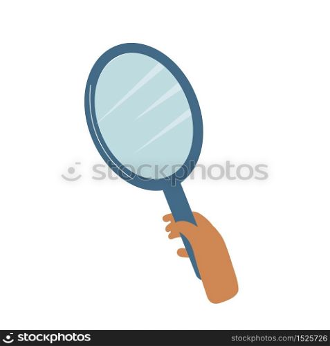 Magnifying loupe in the hand. Detective agency concept. Vector illustration.. Magnifying loupe in the hand. Detective agency concept. Vector illustration