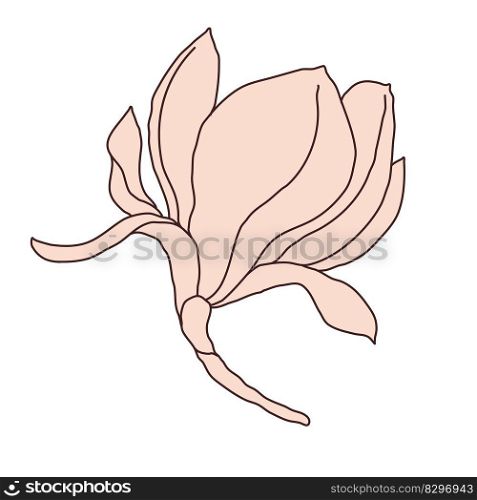 Magnolia flower monoline art. Design element.. Magnolia flower monoline art.