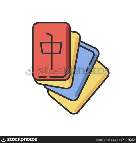Mahjong RGB color icon. Play tile based strategic game. Tabletop gambling. Japanese entertainment. Asian domino type tactic game. Leisure and amusement. Isolated vector illustration