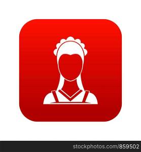 Maid icon digital red for any design isolated on white vector illustration. Maid icon digital red