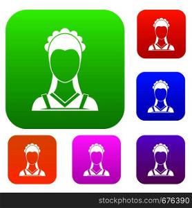 Maid set icon in different colors isolated vector illustration. Premium collection. Maid set collection