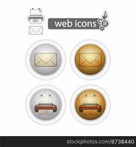 Mail and printer, web icons, isolated on white. | Vector illustration.