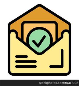 Mail approve icon outline vector. Document loan. Form paper color flat. Mail approve icon vector flat