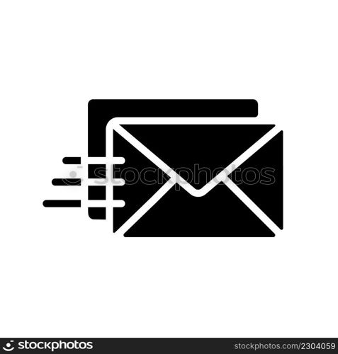 Mail black glyph icon. Electronic mail. Postal service. Letter correspondence. Send and receive message. Silhouette symbol on white space. Solid pictogram. Vector isolated illustration. Mail black glyph icon