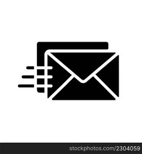Mail black glyph icon. Electronic mail. Postal service. Letter correspondence. Send and receive message. Silhouette symbol on white space. Solid pictogram. Vector isolated illustration. Mail black glyph icon