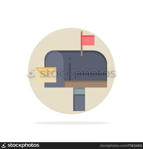 Mail, Box, Message, Email Abstract Circle Background Flat color Icon