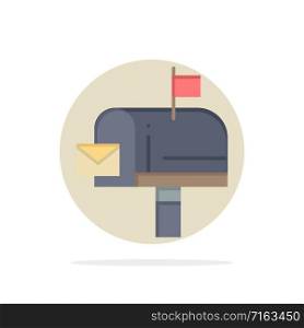 Mail, Box, Message, Email Abstract Circle Background Flat color Icon
