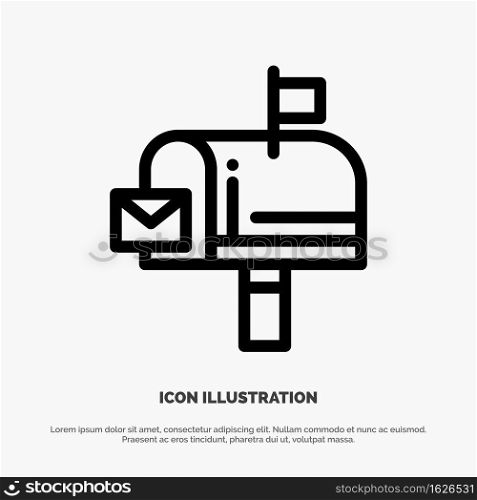 Mail, Box, Message, Email Line Icon Vector