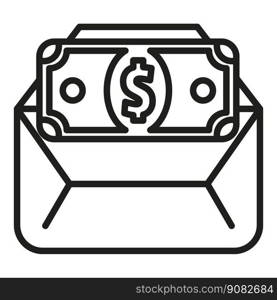 Mail cash icon outline vector. Money benefit. Business work. Mail cash icon outline vector. Money benefit