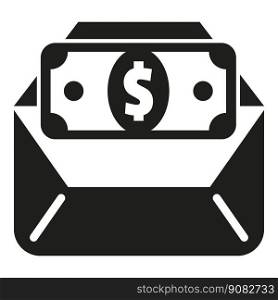 Mail cash icon simple vector. Money benefit. Business work. Mail cash icon simple vector. Money benefit