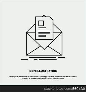 mail, contract, letter, email, briefing Icon. Line vector gray symbol for UI and UX, website or mobile application. Vector EPS10 Abstract Template background