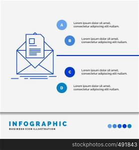 mail, contract, letter, email, briefing Infographics Template for Website and Presentation. Line Blue icon infographic style vector illustration. Vector EPS10 Abstract Template background