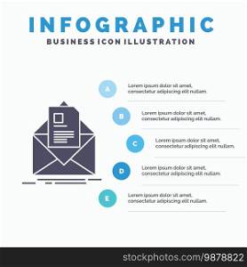 mail, contract, letter, email, briefing Infographics Template for Website and Presentation. GLyph Gray icon with Blue infographic style vector illustration.. Vector EPS10 Abstract Template background