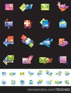Mail Delivery. Mail delivery and shipping web icons set.Editable vector EPS v9.0 .
