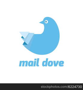 Mail dove logo design flat bird delivery, flight dove insignia, animal bird logo identity, elegant wild dove postal mail dove vector illustration