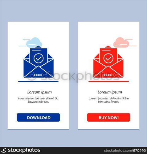 Mail, Email, Envelope, Education Blue and Red Download and Buy Now web Widget Card Template
