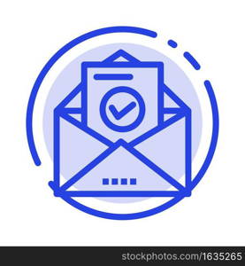 Mail, Email, Envelope, Education Blue Dotted Line Line Icon