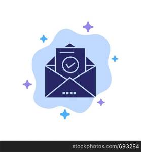Mail, Email, Envelope, Education Blue Icon on Abstract Cloud Background