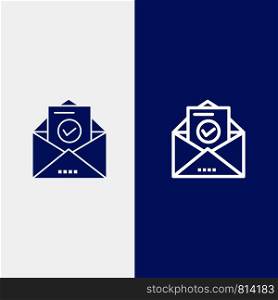 Mail, Email, Envelope, Education Line and Glyph Solid icon Blue banner