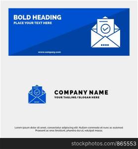 Mail, Email, Envelope, Education SOlid Icon Website Banner and Business Logo Template